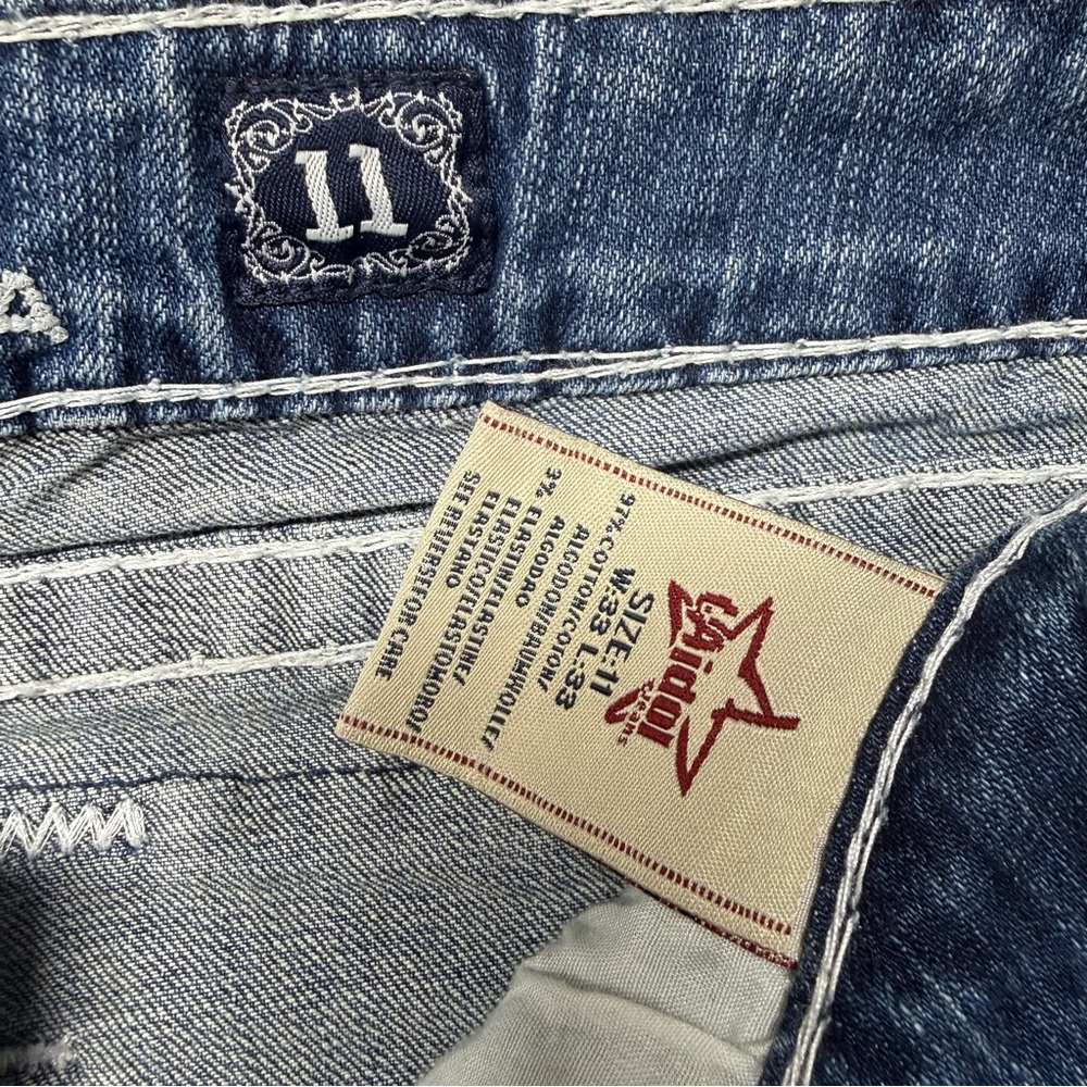 NWT Women’s LA Idol Dark Blue Wash Bootcut Jeans Embellished Pockets Sz 11x33 - Picture 5 of 9